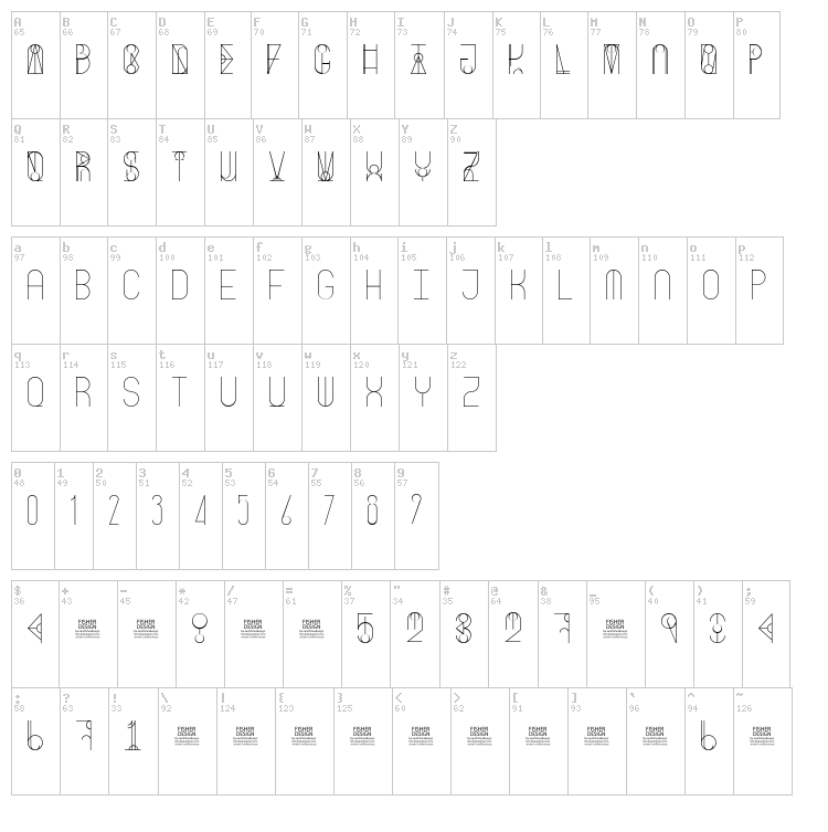 Freak Show font map